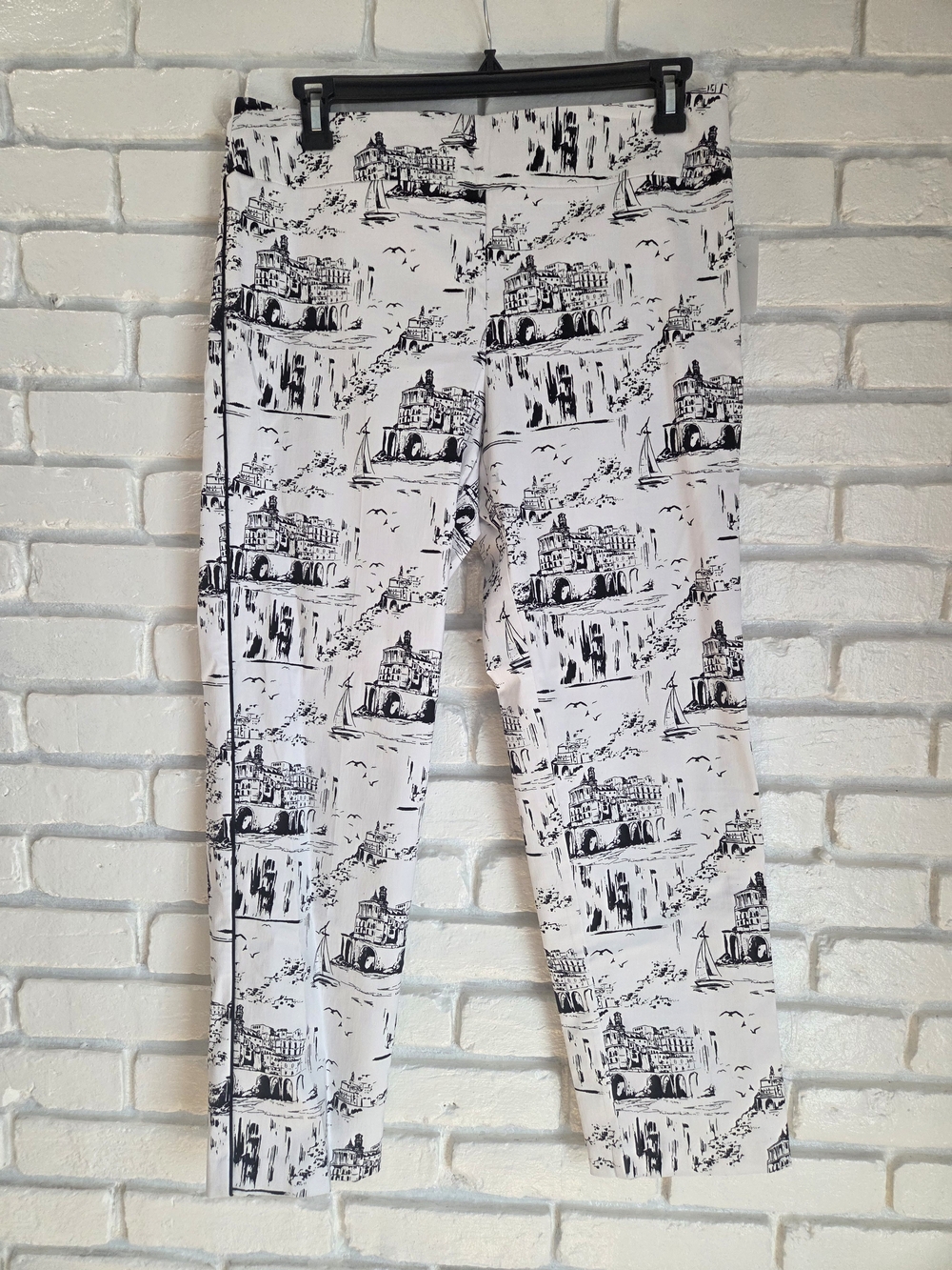 Elliott Lauren Black & White Scenic Print Straight Leg Pants